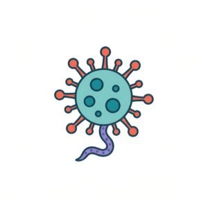 Vector style virus or bacteria cell icon representing microorganism and medical science education
