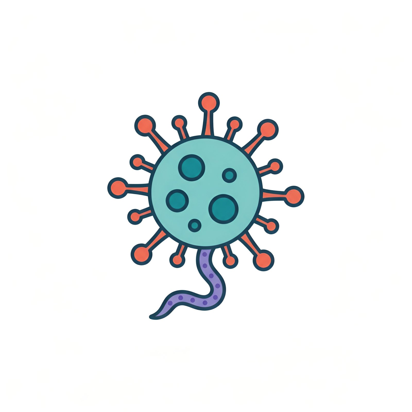 Vector style virus or bacteria cell icon representing microorganism and medical science education
