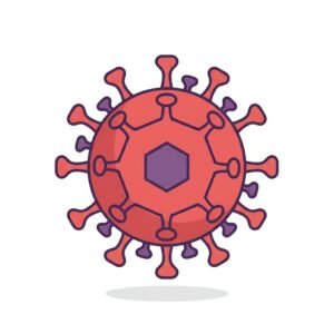 Vector style virus cell icon representing pathogen and infectious disease for medical education