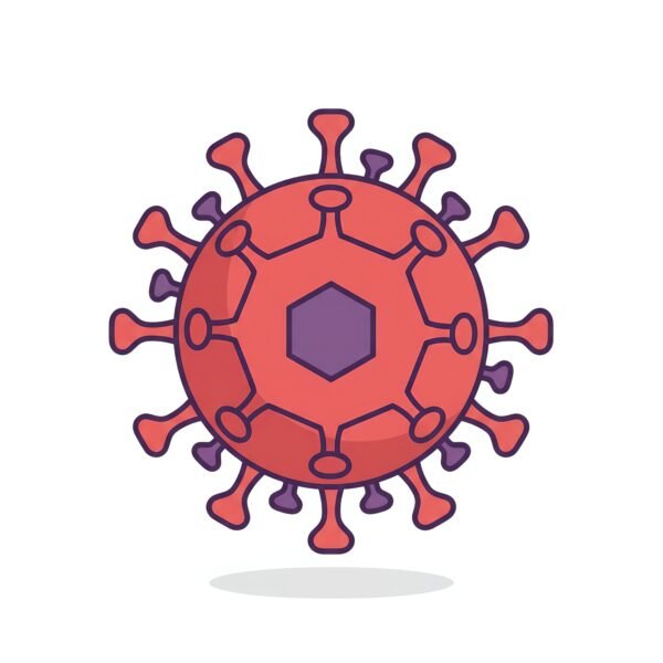Vector style virus cell icon representing pathogen and infectious disease for medical education