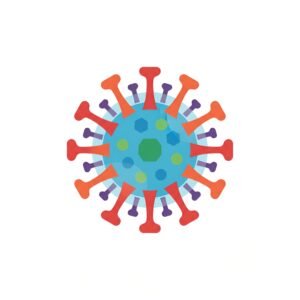 Vector style virus cell icon representing pathogen and medical science education in simple design