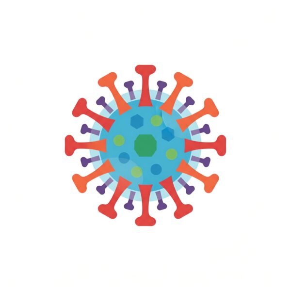 Vector style virus cell icon representing pathogen and medical science education in simple design