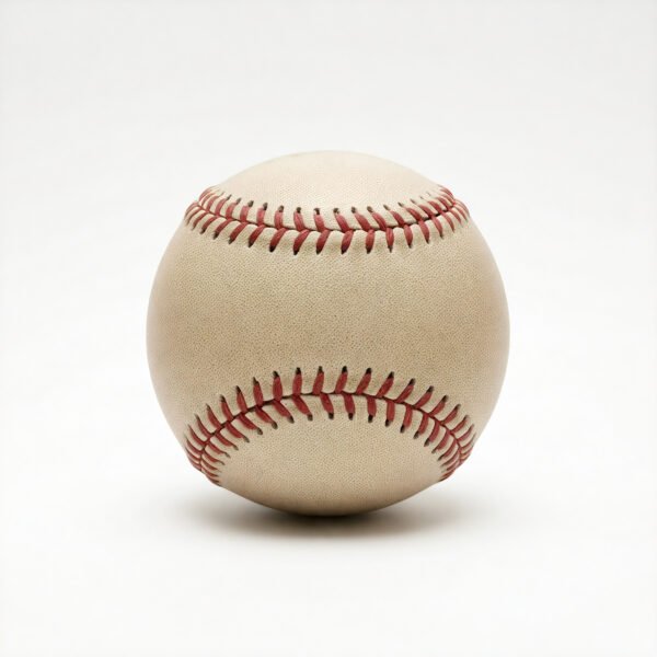 Realistic baseball ball with red stitching isolated on white background—free image for sports equipment or athletic visuals.