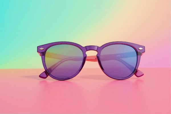 Sunglasses on a pastel gradient background—free image for fashion, accessories or summer lifestyle visuals.