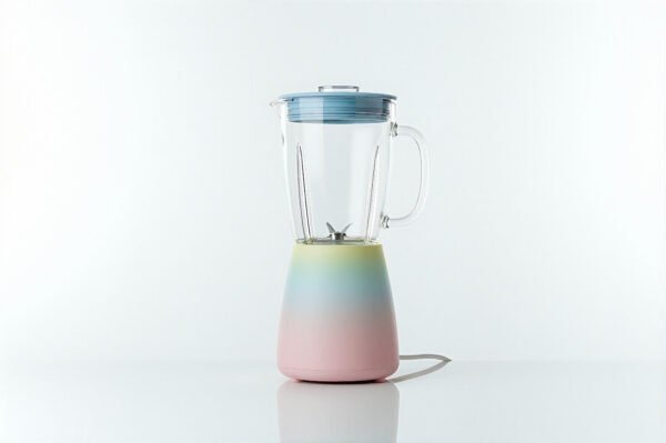 Blender with clear jar and pastel colored base crisp studio lighting no stickers or text unbranded design