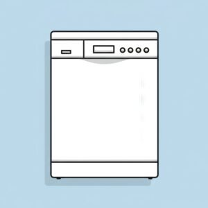 Flat vector icon of a dishwasher minimal line art with subtle shadows