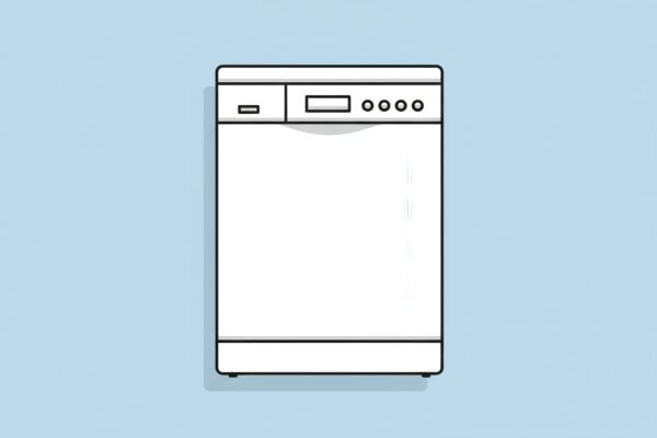Flat vector icon of a dishwasher minimal line art with subtle shadows