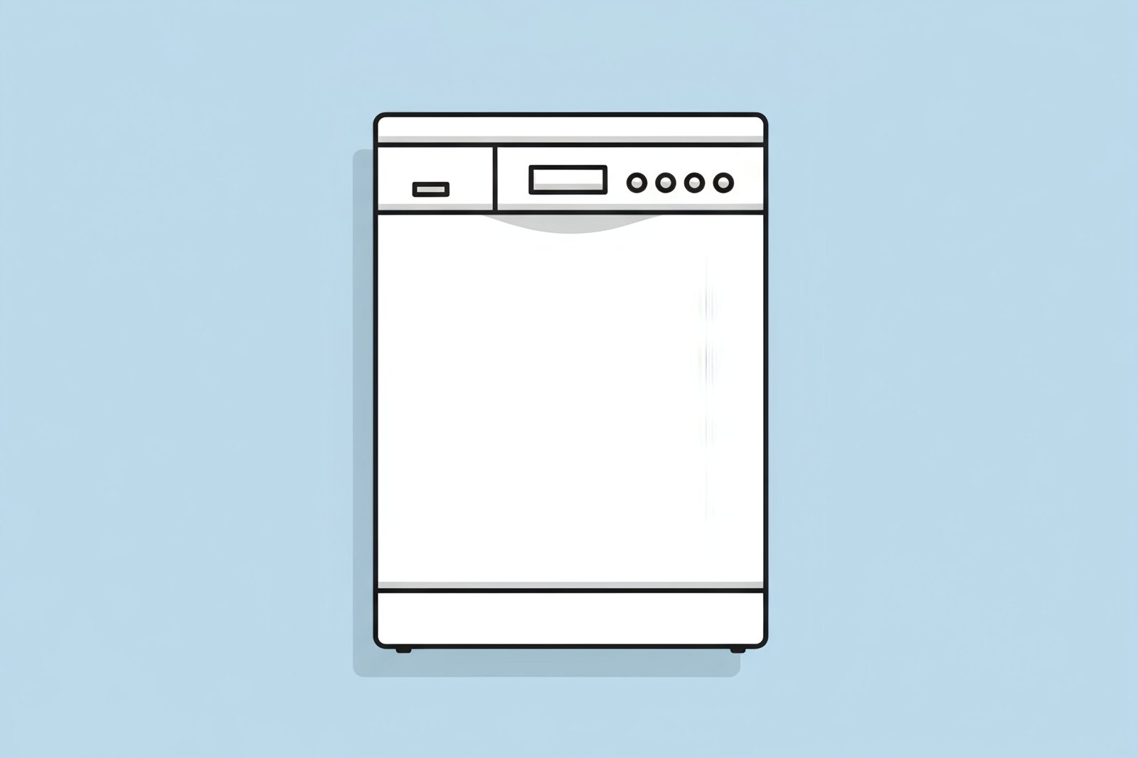 Flat vector icon of a dishwasher minimal line art with subtle shadows