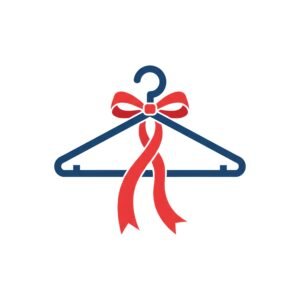 Flat vector icon of clothes hanger with ribbon