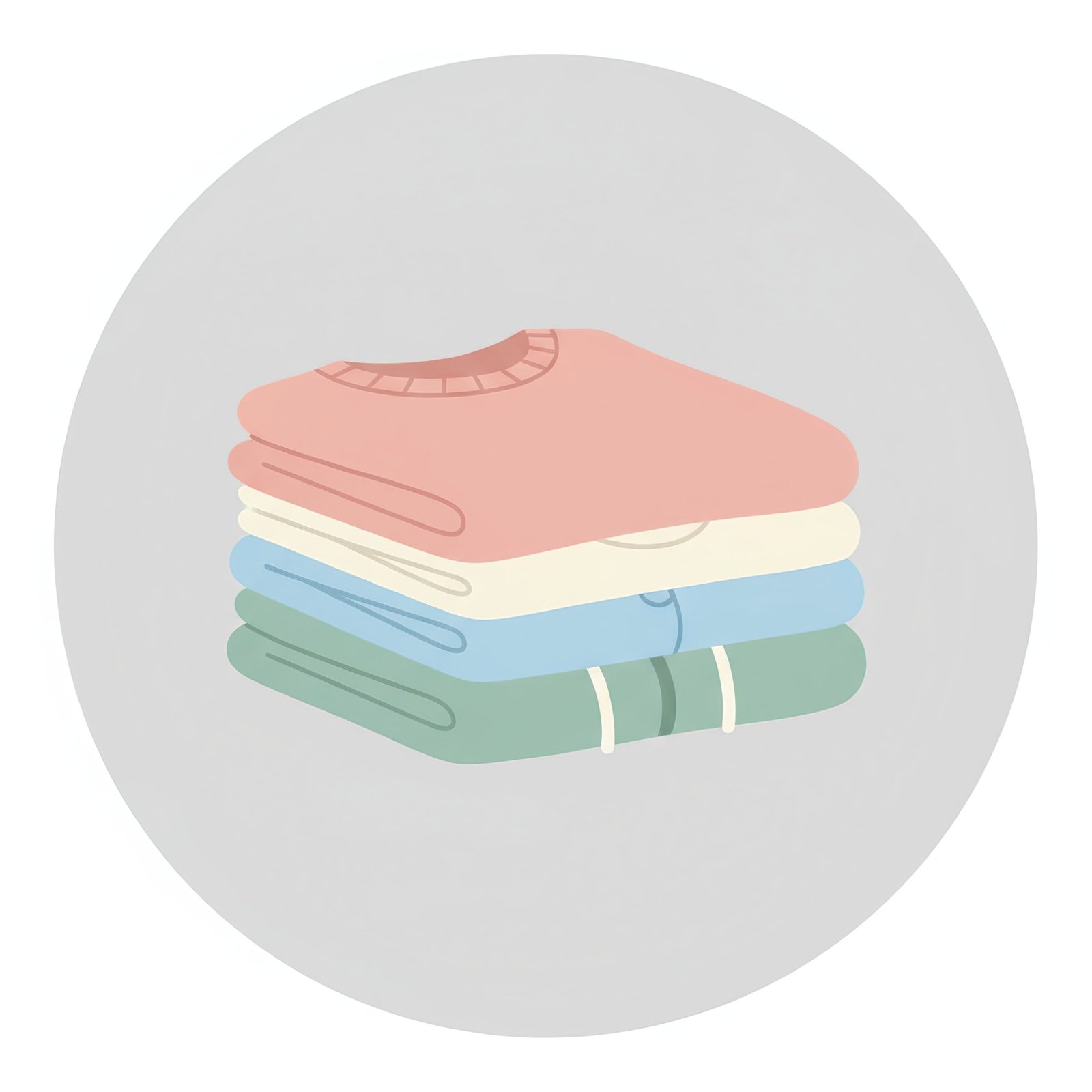 Flat vector icon of folded clothes stack pastel colors 2