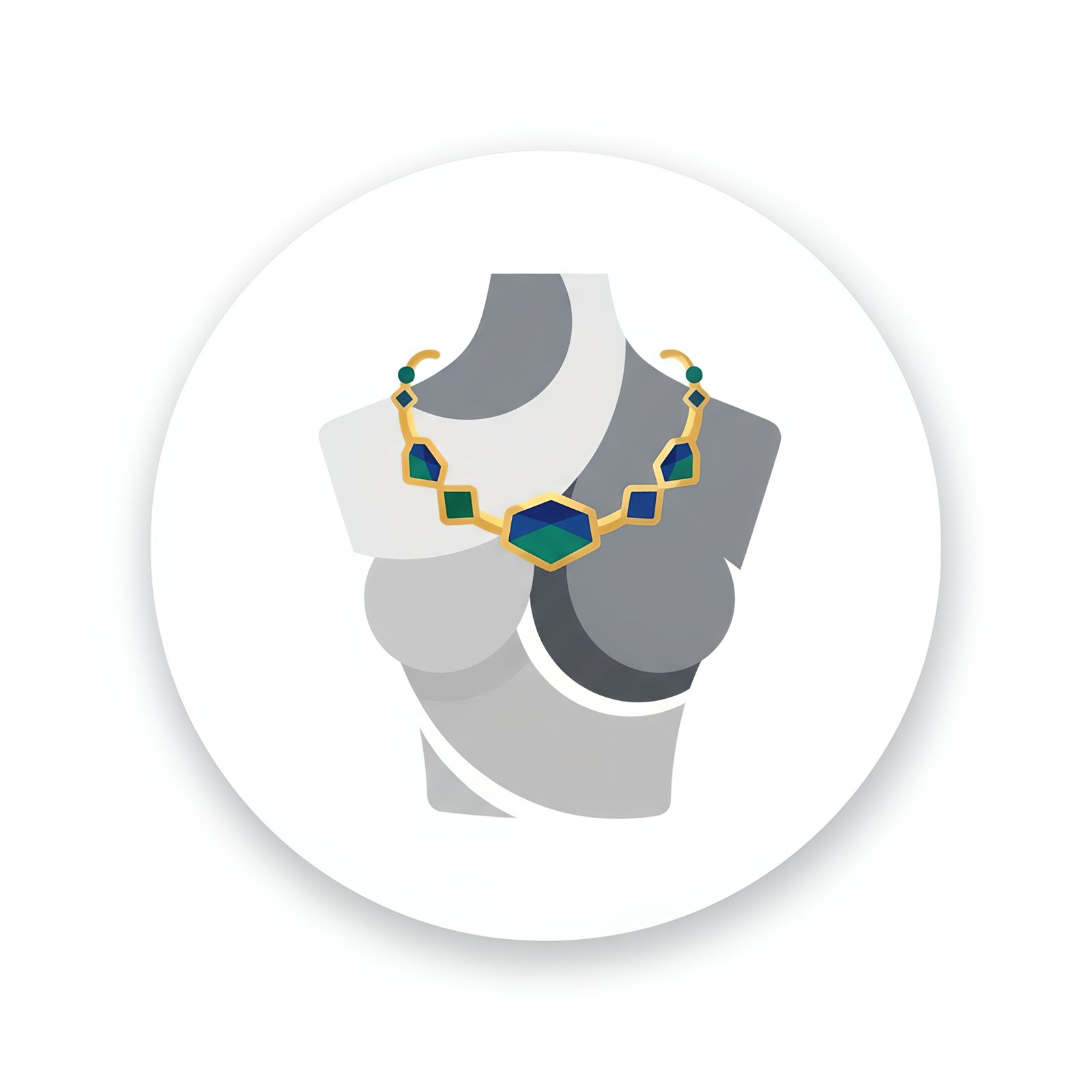 Flat vector icon of mannequin torso with necklace 2