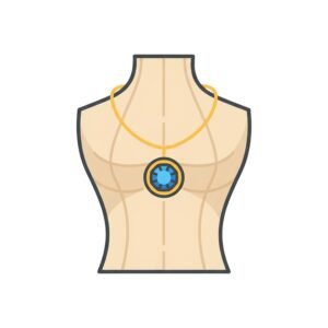 Flat vector icon of mannequin torso with necklace 3