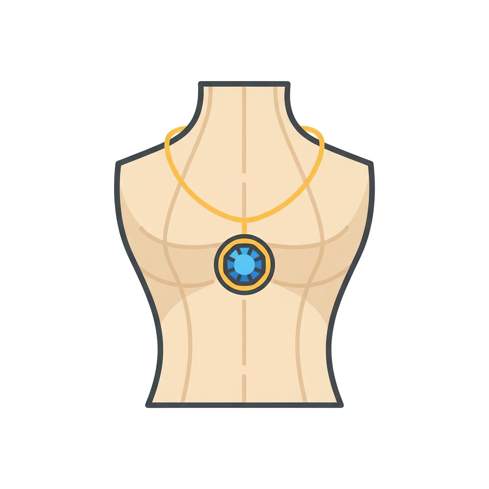 Flat vector icon of mannequin torso with necklace 3