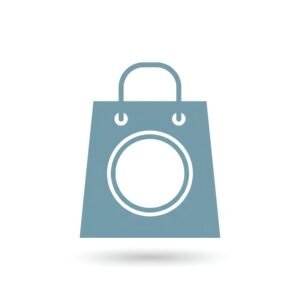 Flat vector icon of shopping bag with blank logo