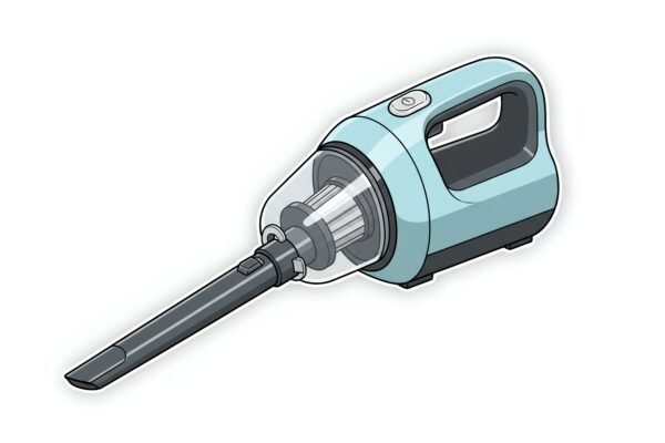 Flat vector illustration of a handheld vacuum cleaner isolated on white