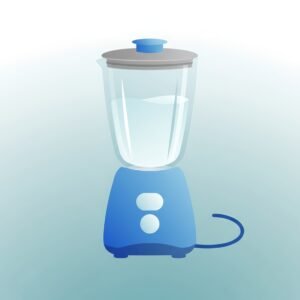 Flat vector image of a blender with transparent jar and blue base soft gradient