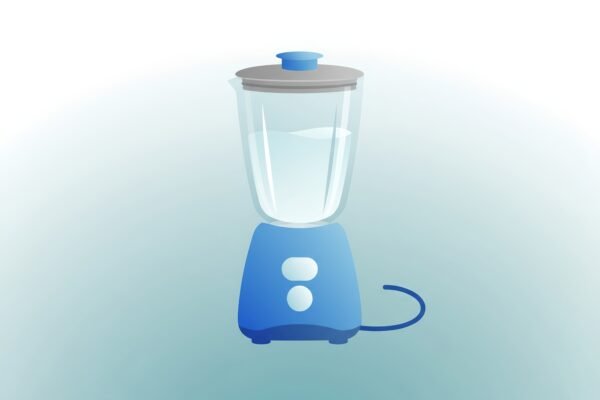 Flat vector image of a blender with transparent jar and blue base soft gradient