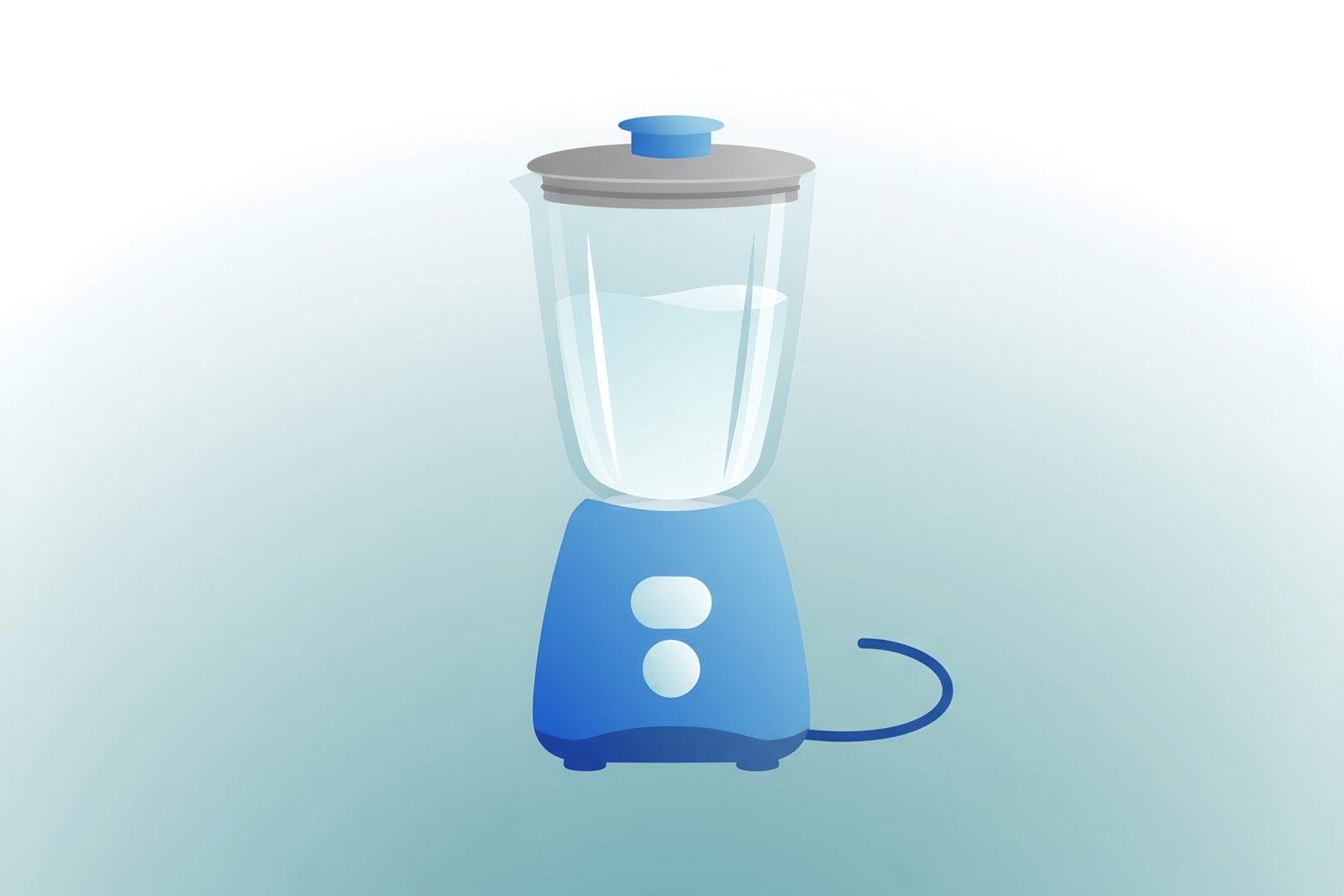 Flat vector image of a blender with transparent jar and blue base soft gradient