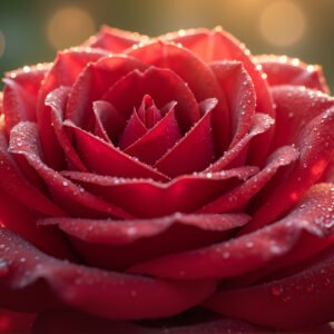 Realistic close up of a rose with natural morning light detailed petals soft blurred background high resolution macro photography