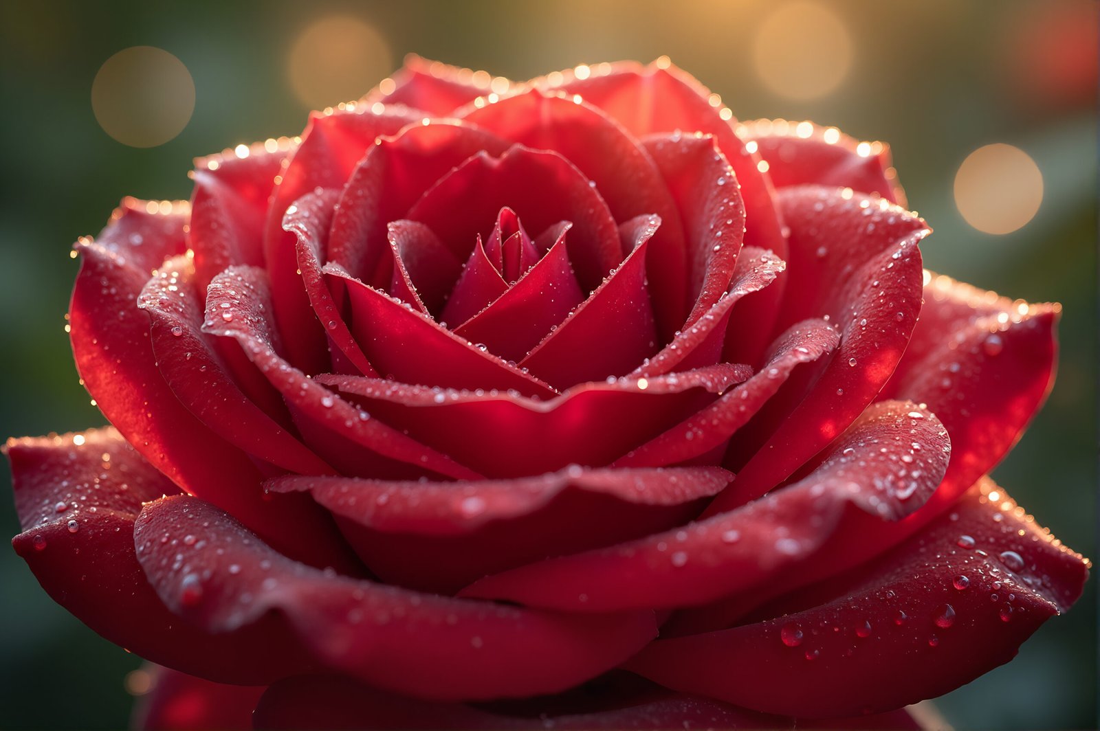 Realistic close up of a rose with natural morning light detailed petals soft blurred background high resolution macro photography