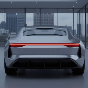 Rear view of an unbranded car taillights on clean design with no logo or nameplate