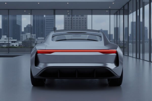 Rear view of an unbranded car taillights on clean design with no logo or nameplate