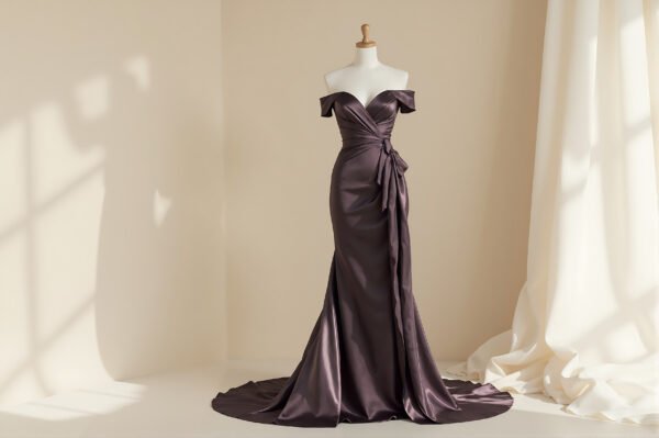 Silk evening gown on a mannequin — luxury fashion image.