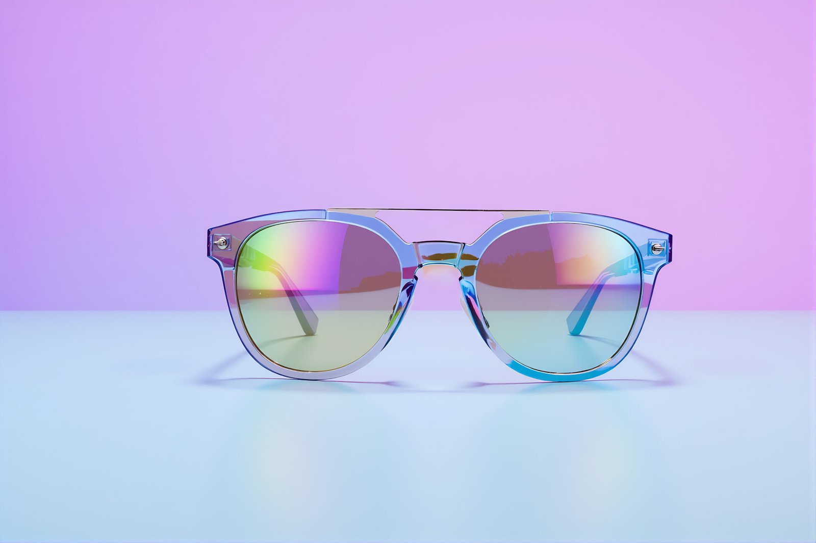 colorful sunglass displayed against gradient pastel background