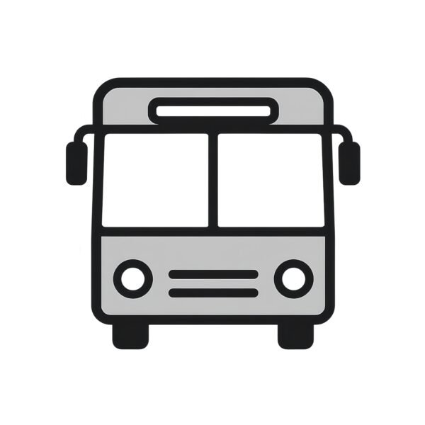 Flat vector icon of a city bus on white background—free graphic for transport, transit or urban-mobility visuals.