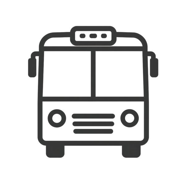 Flat vector icon of a city bus in front view — modern minimal transport illustration