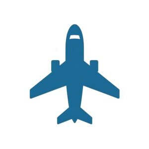 Flat vector icon of an airplane viewed from the top—free graphic for aviation, travel or minimalist visuals.