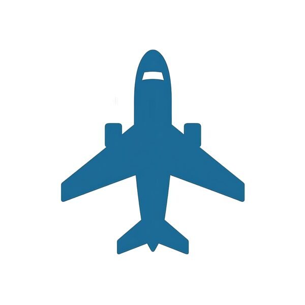Flat vector icon of an airplane viewed from the top—free graphic for aviation, travel or minimalist visuals.