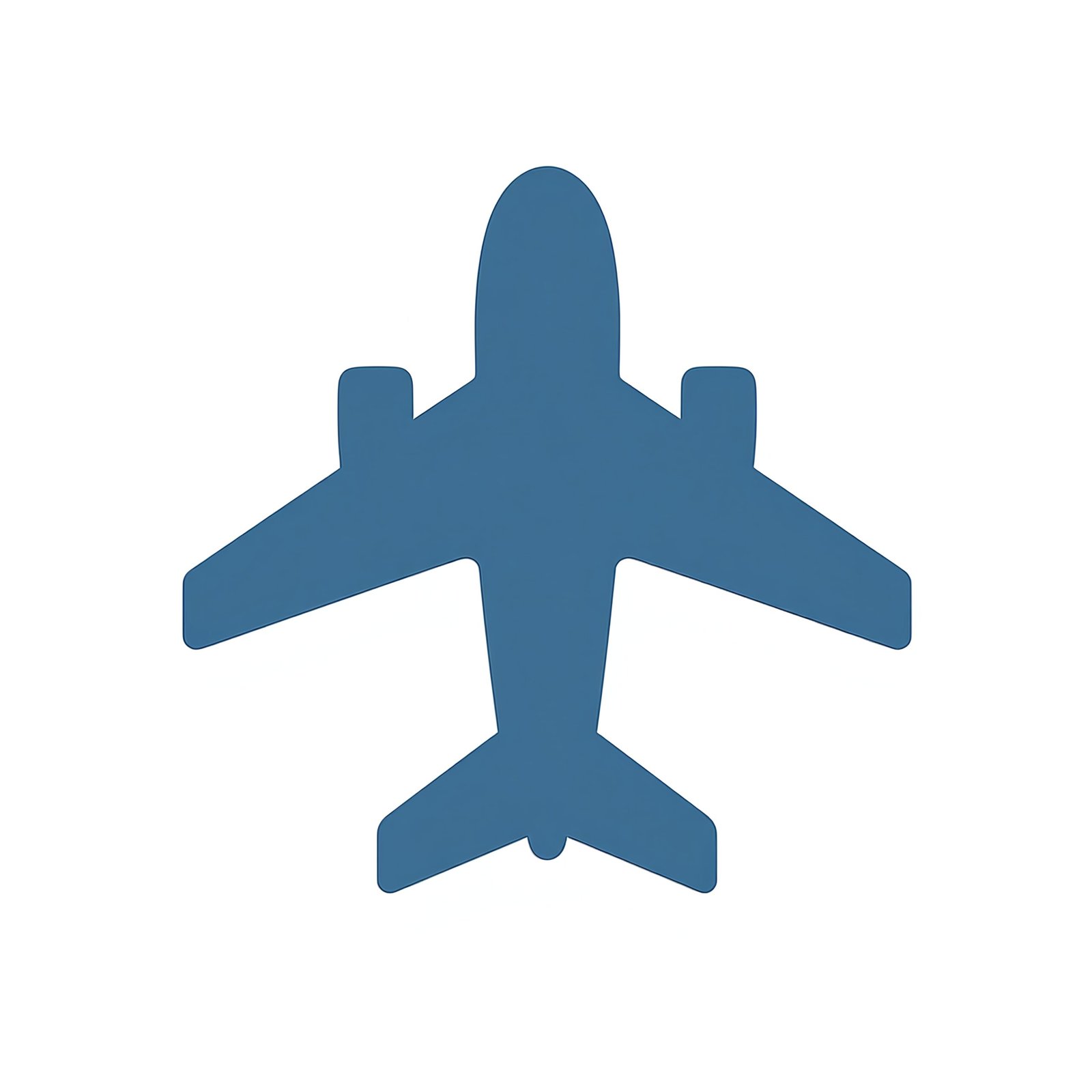 Flat vector icon of an airplane shown from the top‑view — minimal modern transport design