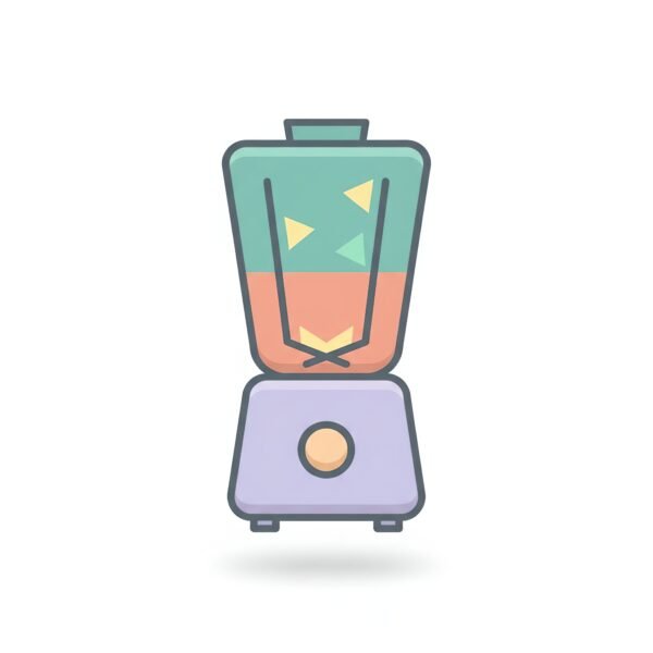 flat vector icon of a blender with geometric cup pastel palette dark gray outline rounded corners very soft shadow white background