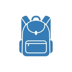 flat vector icon of a blue backpack with handles minimalist shape