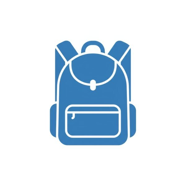 flat vector icon of a blue backpack with handles minimalist shape