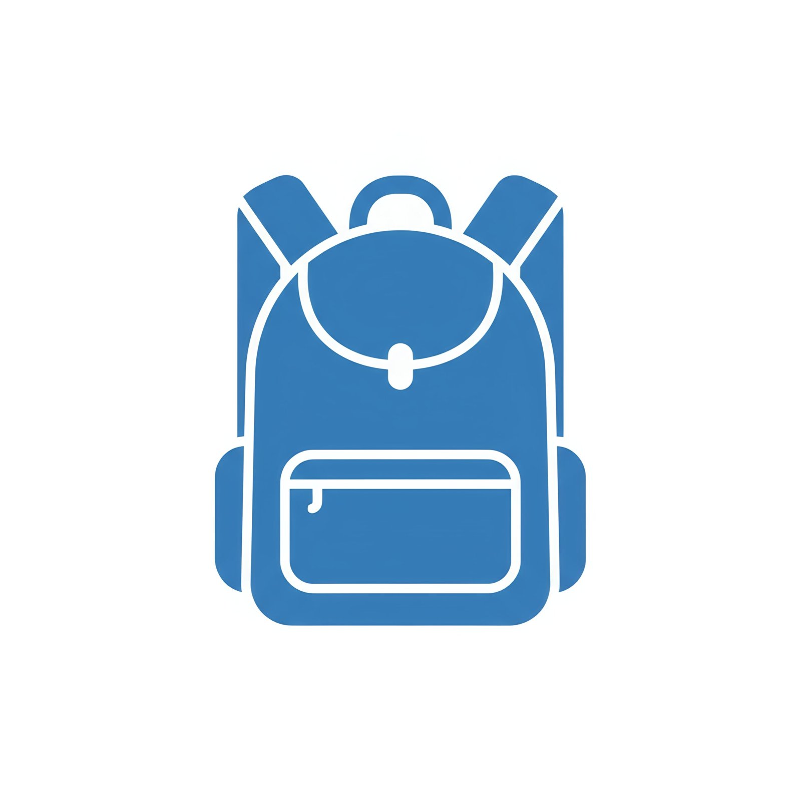 flat vector icon of a blue backpack with handles minimalist shape