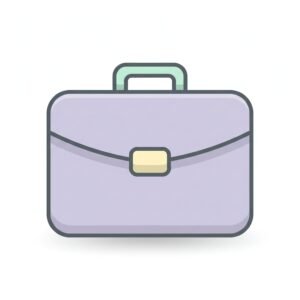 flat vector icon of a briefcase representing business or finance pastel paette dark gray outline rounded corners soft shadow isolated on white