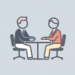 Flat vector icon of two people at a table
