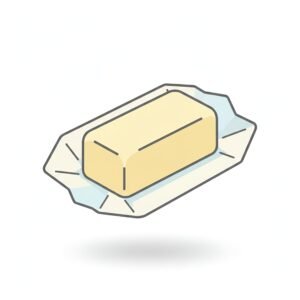 flat vector icon of a butter stick with wrapper shape pastel colors soft drop shadow isolated on pure white background