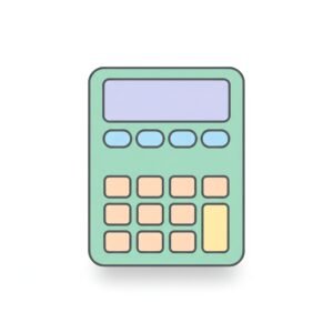 flat vector icon of a calculator pastel fill clean geometry dark gray outline soft shadow white background