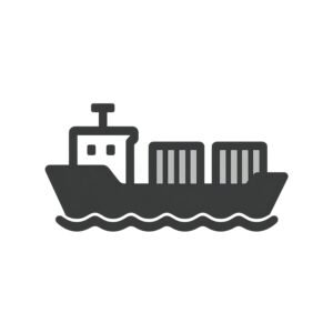 Flat vector icon of a cargo ship—free graphic for transport, logistics or maritime visuals.