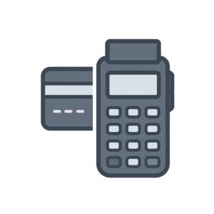 Flat vector icon of a credit card and payment terminal — simple modern design for payment or checkout scenes