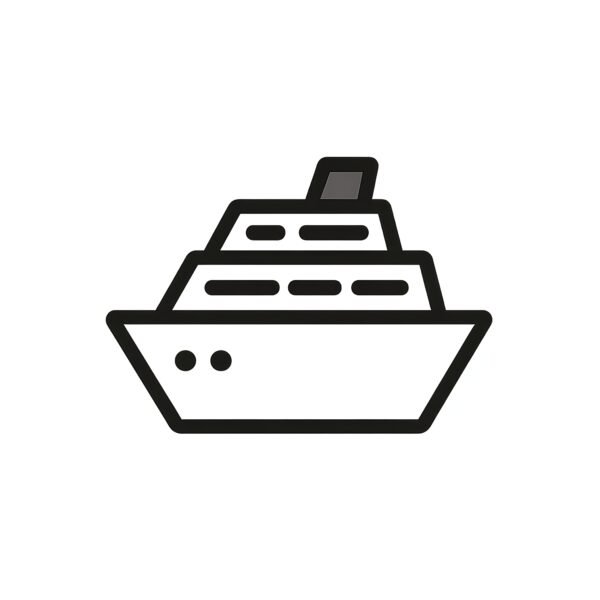 Flat vector icon of a cruise ship in minimalist style—free transport graphic for travel or maritime visuals.