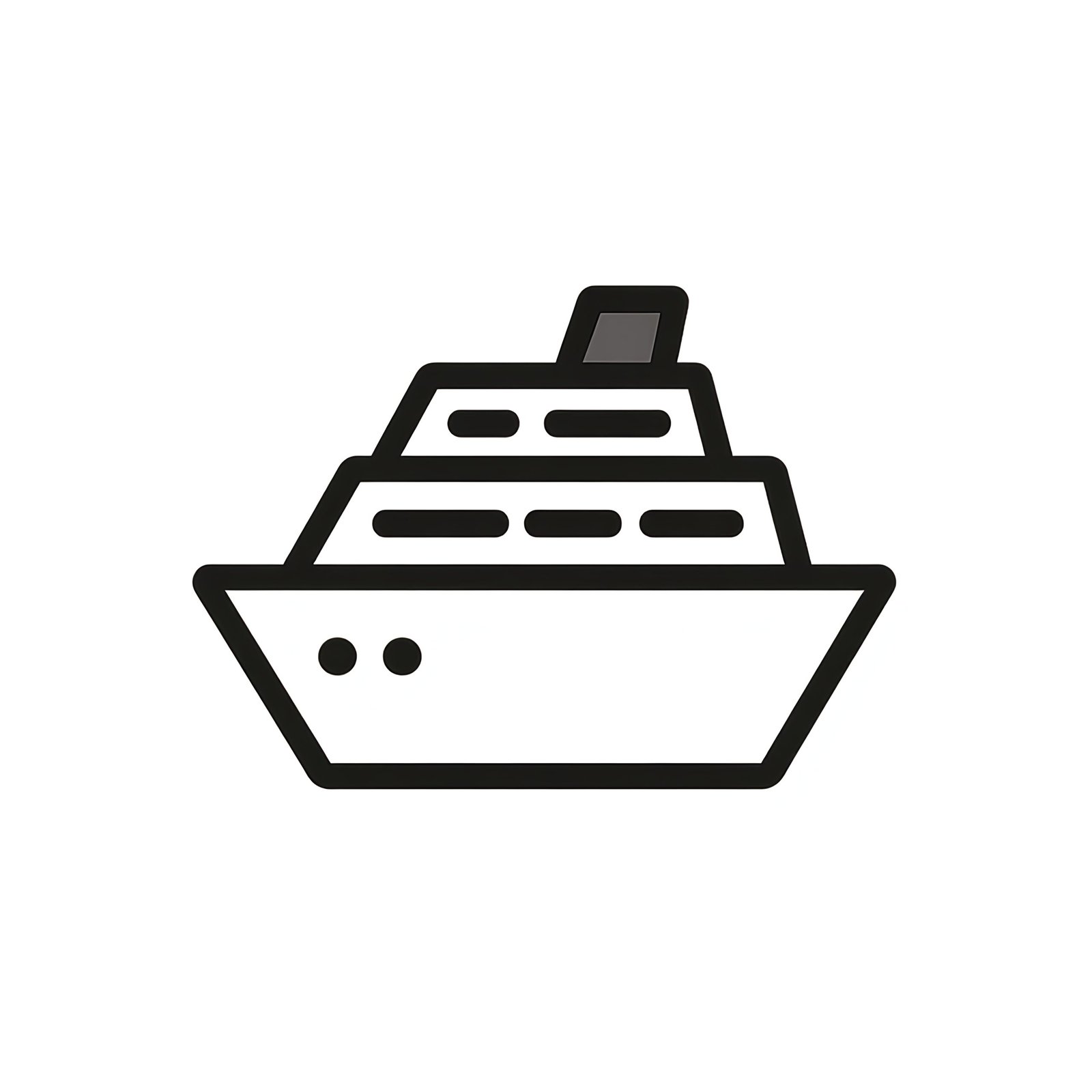 Flat vector icon of a cruise ship in minimalist style—free transport graphic for travel or maritime visuals.