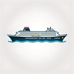 Flat vector icon of a cruise ship with clean geometric shapes on white background