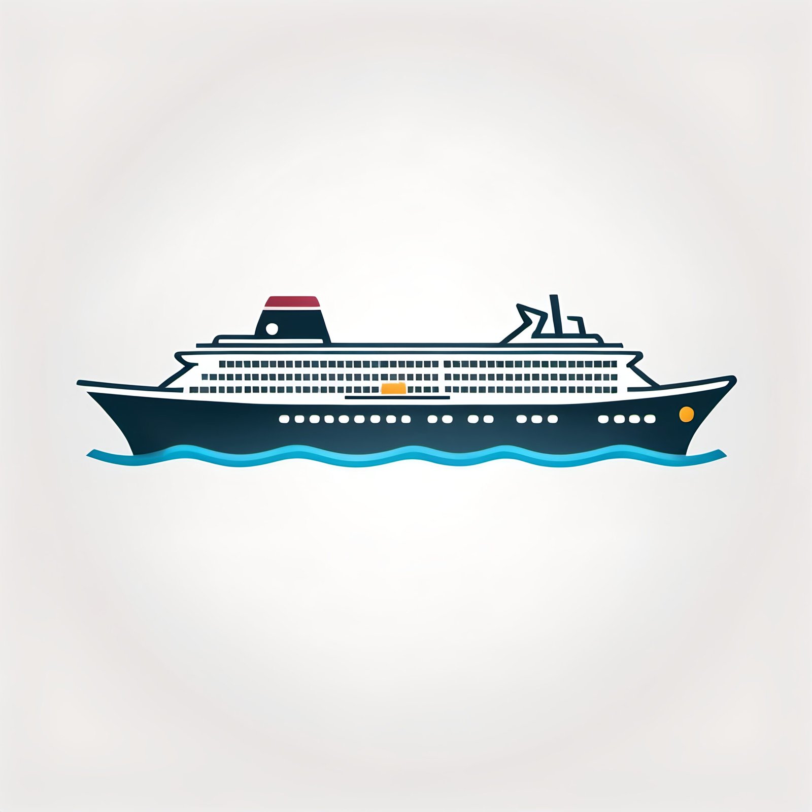 Flat vector icon of a cruise ship with clean geometric shapes on white background