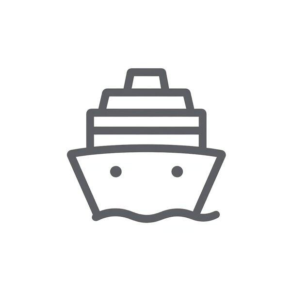 Flat vector icon of a cruise ship on white background — travel and transport illustration