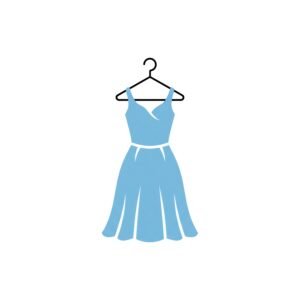 Flat vector icon of dress on hanger minimalist design