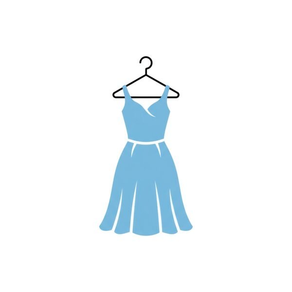 Flat vector icon of dress on hanger minimalist design